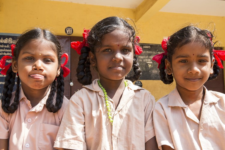 Schoolkinderen in Pondicherry, India